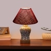 Devansh Conical Maroon Jute Shade Lamp With Wood & Mosaic Glass Base For Decoration/Office/Home/Gifting/Study For Decoration/Office/Home/Gifting/Study -(10X10X14.5) Inches -A
