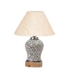 Devansh Conical Off White Cotton Shade Lamp With Wood & Mosaic Glass Base For Decoration/Office/Home/Gifting/Study For Decoration/Office/Home/Gifting/Study -(10X10X14.5) Inches -A