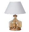 Alexandro Amber Lustere Glass And Wood Table Lamp With White Cotton Shade