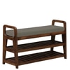 Mosselyn Solid Wood Shoe Rack with Seating in Walnut Brown finish