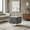 Doe Buck Adirondack Channel Tufted Velvet Ottoman Stool in Grey Colour with Gold Legs