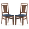 Tessa Solid Wood Dining Chair In Sienna Teak Finish With Lapis Blue Fabric Colour