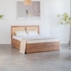 Kyoto Solid Wood Queen Hydraulic Bed in Brown Colour