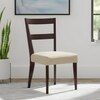 Newport wood Set of 2 Dining Chairs in Beige Mossy Fabric Cushioning with DARK WALNUT FINISH