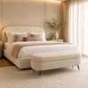 Doe Buck Luxury Boucle Storage Bench in Beige Colour with Gold Tipped Legs