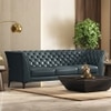 Weston 3 Seater Luxury Italian Leather Sofa In Aegean Sea