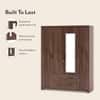 Hilton 4 Doors 2 Drawers Wardrobe With Mirror and Lock - Chestnut Acacia