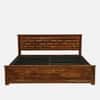 Mahira Hydraulic Solid Wood Bed King Size in Provincial Teak Finish