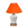 Devansh Conical Orange Cotton Shade Lamp With Wood & Mosaic Glass Base For Decoration/Office/Home/Gifting/Study For Decoration/Office/Home/Gifting/Study -(10X10X14.5) Inches -A