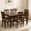 Globally Indian Sheesham Wood 6 Seater Dining Table Set With 6 Seater Cushioned Chairs -Straight Line Backrest