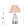 DECADE Blue Luster Glass and Metal Table Lamp With Beige Cotton Shade