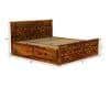 Moglis Solid Wood King Size Bed With Box Storage Bed In Honey Oak Finish