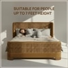 Heritage Cane Upholstered King Size Bed in Linen With Oak wood Frame