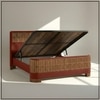 Heritage Cane Upholstered King Size Bed in Linen With Oak wood Frame