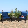 Carry Bird Wicker Patio Furniture Outdoor Balcony Chairs In Brown And Blue Colour