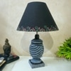 Wings Antique Stone Grey Black Wooden Table Lamp in Grey