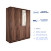 Julian Engineered Wood 4 Door Mirror Wardrobe In Walnut Finish