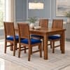 Globally Indian Shilpa Solid Sheesham Wood 4 Seater Dining Table Set 4 Chairs Navy Blue
