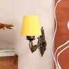Devansh Metal Electric Wall Light in Antique Gold Colour with Yellow Shade Count of 1 Light