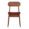 Lunar Solid Wood Dining Chair Set of 2 In Honey Finish With Dark Coral Fabric Colour