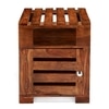 Harvey Sheesham Wood Contemporary Bedside Table End Table In Natural Teak Finish