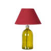 OLVIRA Modern Green Glass Table Lamp with Silver Metal Accent Maroon Shade