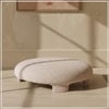 Urbanopulence  Wood Ottoman With Upholstery Non Storage Sofa In White Colour