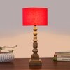 Devansh Red Cotton Table Lamp With  Wood Natural Base (7X7X21.25 Inches)-4