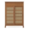 Fujiwara 20 Pair Solid Wood and Cane Shoe Cabinet With Drawer In Amber Walnut Finish