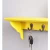 Wooden Wall Shelf with 3 Key Hooks in Yellow Colour