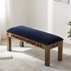 Milford Sheesham Wood Accent Bench (Navy Blue Mosha Velvet Teak Finish)