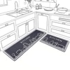 Luxe Home Combo Kitchen Runner Mat - Grey (116x36 & 58x36 cm PC-2)