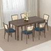 Atlas Solid Wood 6 Seater Dining Table With Reed Dining Chairs Set