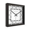 Bold Square Wooden Wall Clock with Roman Numerals and Geometric Frame