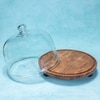 Ireka Homes Pastry Pod Acacia Wood Cake Stand with Glass Dome