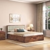 Florence Solid Wood Queen Size Box Storage Bed In Teak Finish
