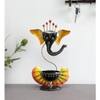 Desert Art Metal Handpainted Yellow Ganesha Tealight Holder