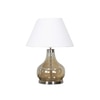 INGRAM Smoke Glass and Metal Table Lamp With White Cotton Shade