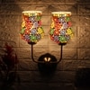 Devansh Metal Electric Wall Light in Gold Colour with Multicolor Shade Count of 2 Lights