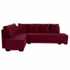 Melo 3 Seater Left Sectional Velvet Sofa Cum Bed in Maroon colour