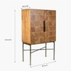Arrow Solid Wood Bar Unit in Gold Colour