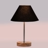 Devansh Black Cotton Table Lamp With  Natural  Wood Base  & Steel Pipe (10X16.25 Inches)-28