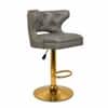 Doe Buck Verona Faux Leather Adjustable Bar Stool in Grey Colour with Gold Base