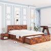 Keaton Solid Wood King Size Drawer And Box Storage Bed In Brown Finish