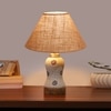 Devansh Conical Beige Jute Shade Lamp With Wood & Mosaic Glass Base For Decoration/Office/Home/Gifting/Study For Decoration/Office/Home/Gifting/Study -(10X10X14.5) Inches -A