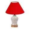 Devansh Conical Red Cotton Shade Lamp With Wood & Mosaic Glass Base For Decoration/Office/Home/Gifting/Study For Decoration/Office/Home/Gifting/Study -(10X10X14.5) Inches -A
