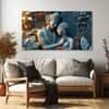 The Castle Decor Radha Krishna Wall Painting Design 6 Wooden Framed 27x48 Inch
