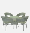 Geelong Wicker Table And Chair Set  White And Black Finish