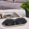 Metalsmith Metal Serveware Box Set of 3 with Tray Black Finish