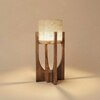 Solitaire Wooden Table Lamp with Brown Base and Premium White Fabric Lampshade